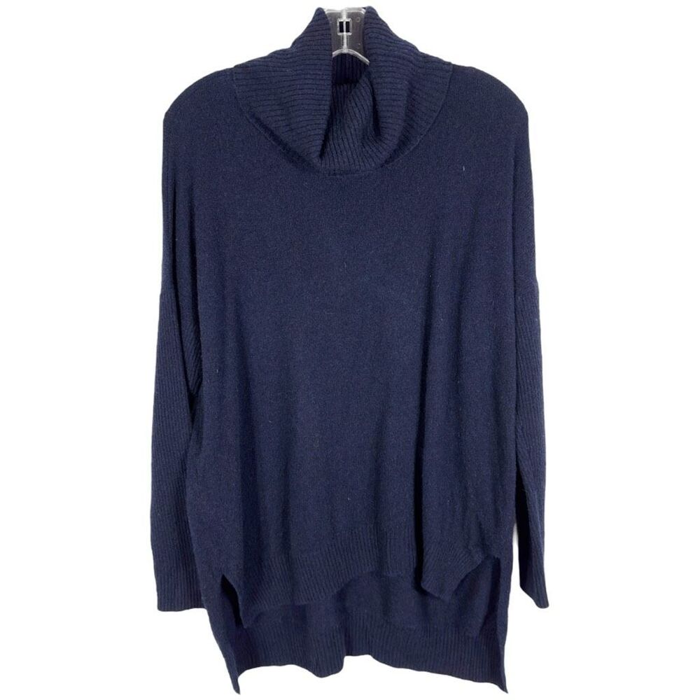 Minnie Rose XS Small Sweater Navy Blue Cashmere‎ Turtle Cowl Neck Knit 1019